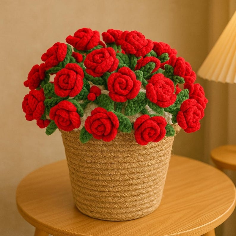 Personalized Crochet Rose Bouquet Blanket Custom Name for Romantic Gifting for Her Mother's Day Gift 