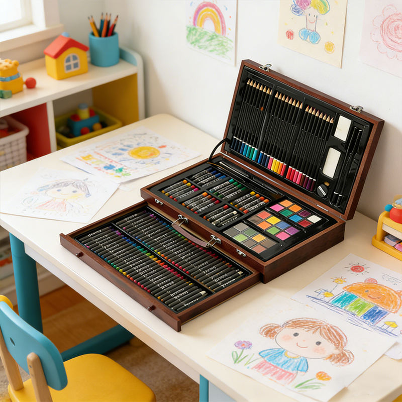 Personalized Name Wooden Art Set Perfect Gift for Kids Who Love Drawing and Painting 143 Piece Creative Kit