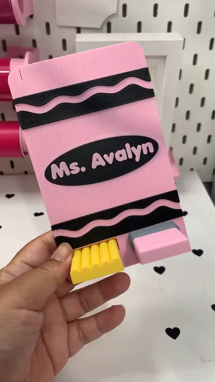 Personalized Phone Stand | Composition Notebook | Lined Paper | Crayon | 3D Printed Desk Holder (Teacher Gift)