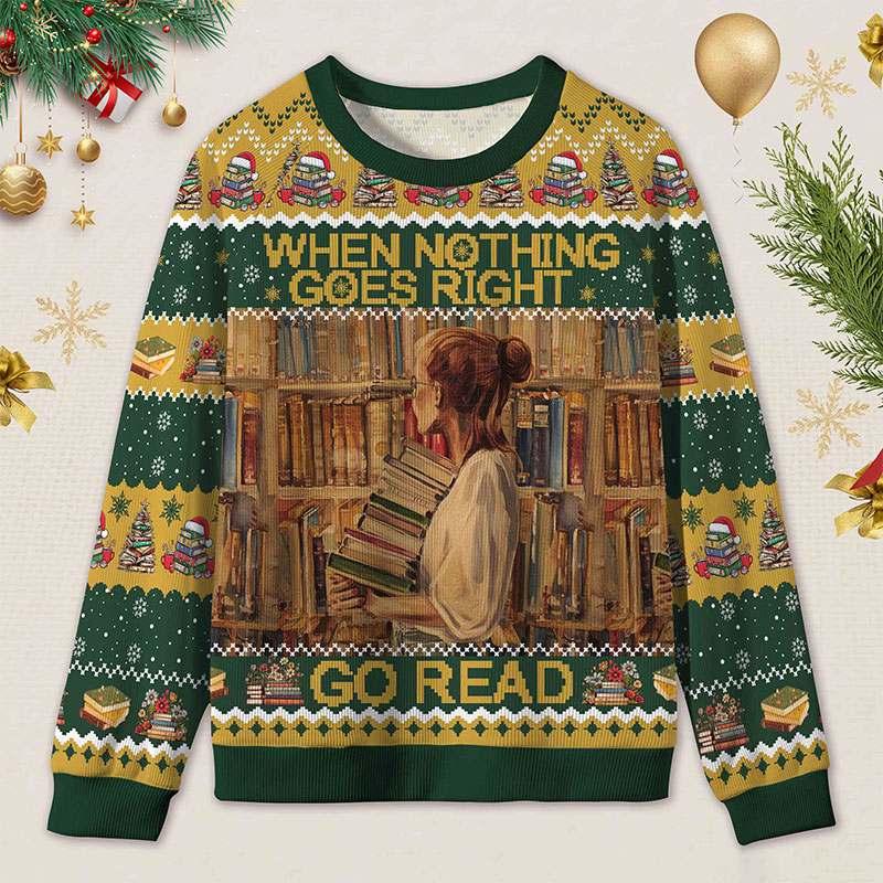 Personalized Reading Heals All Ugly Sweater Librarian Gift Holiday Gift for Book Lovers