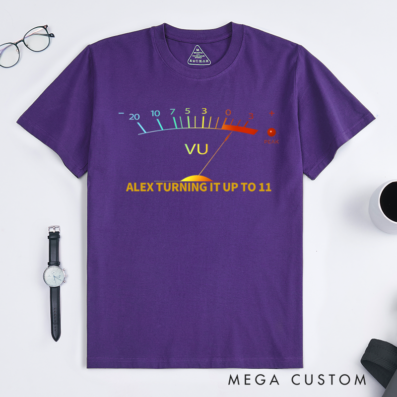 Personalized Classic T-Shirts Retro-Inspired T Shirt Featuring Vintage VU Meter Design Perfect for Audio Engineers Music Lovers T-Shirt