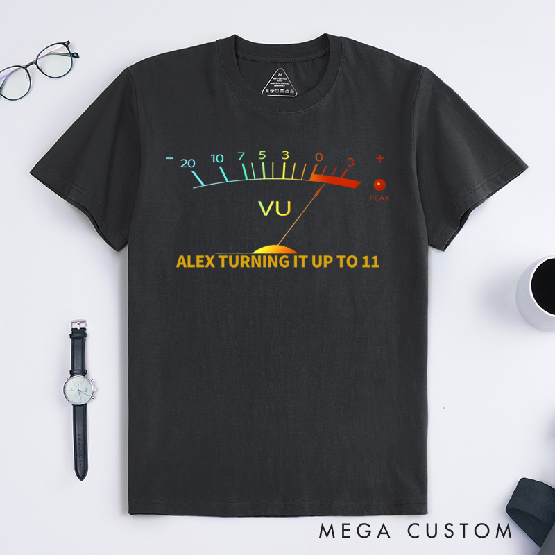 Personalized Classic T-Shirts Retro-Inspired T Shirt Featuring Vintage VU Meter Design Perfect for Audio Engineers Music Lovers T-Shirt