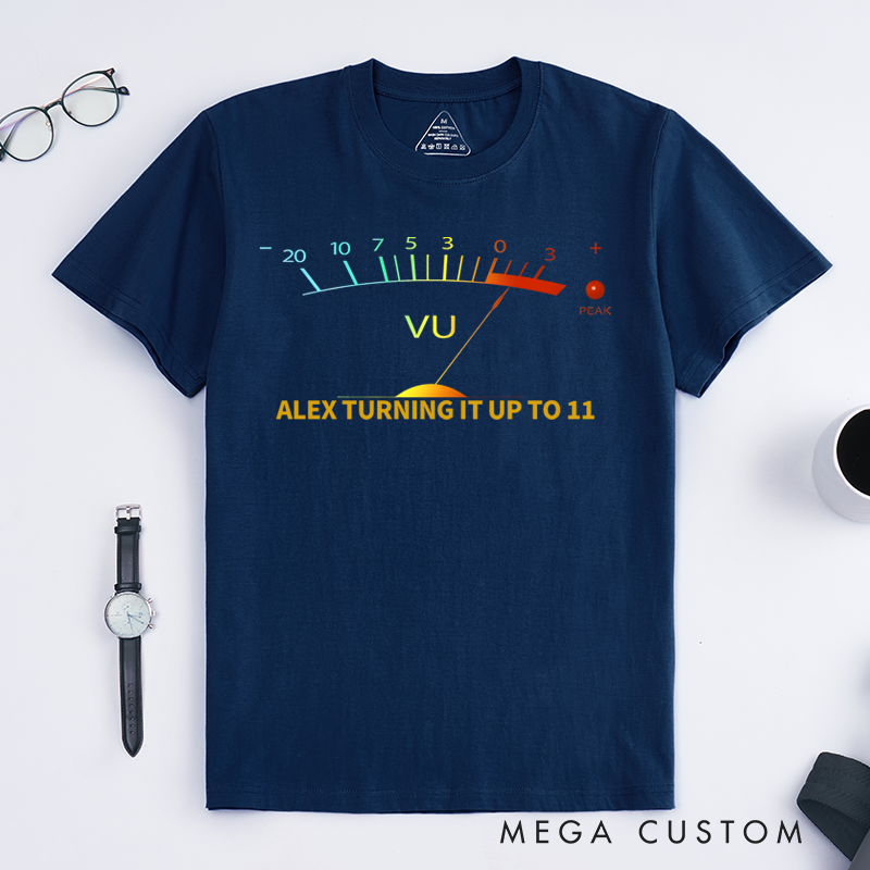 Personalized Classic T-Shirts Retro-Inspired T Shirt Featuring Vintage VU Meter Design Perfect for Audio Engineers Music Lovers T-Shirt
