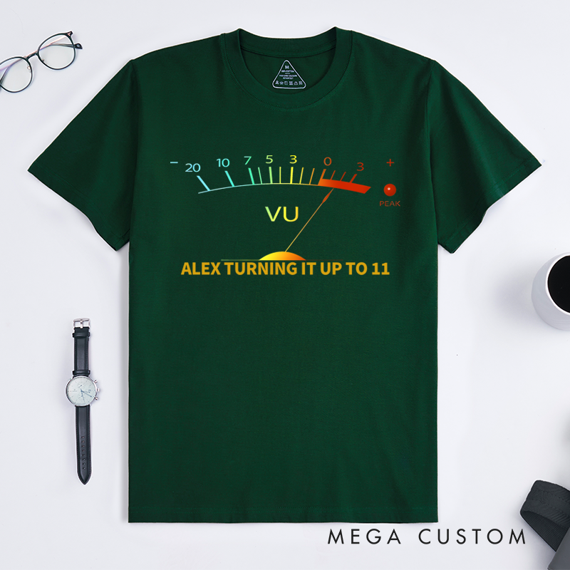 Personalized Classic T-Shirts Retro-Inspired T Shirt Featuring Vintage VU Meter Design Perfect for Audio Engineers Music Lovers T-Shirt