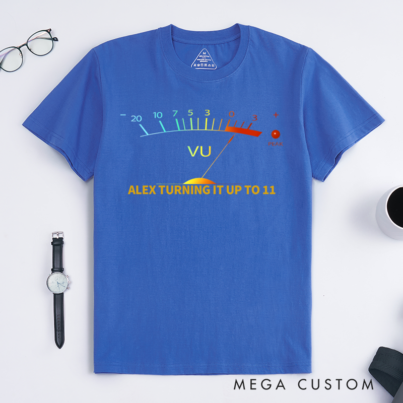 Personalized Classic T-Shirts Retro-Inspired T Shirt Featuring Vintage VU Meter Design Perfect for Audio Engineers Music Lovers T-Shirt