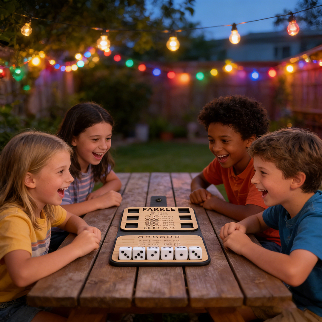 Mini Farkle Dice Game Set Wood Score Board Leather Case Travel Pocket Game  Gift for Him