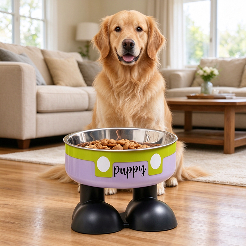 Personalized Cute Pet Feeding Bowl with Name Stainless Steel Heavy Base Raised Feeding Bowl Birthday Gift for Dog Cat Owners