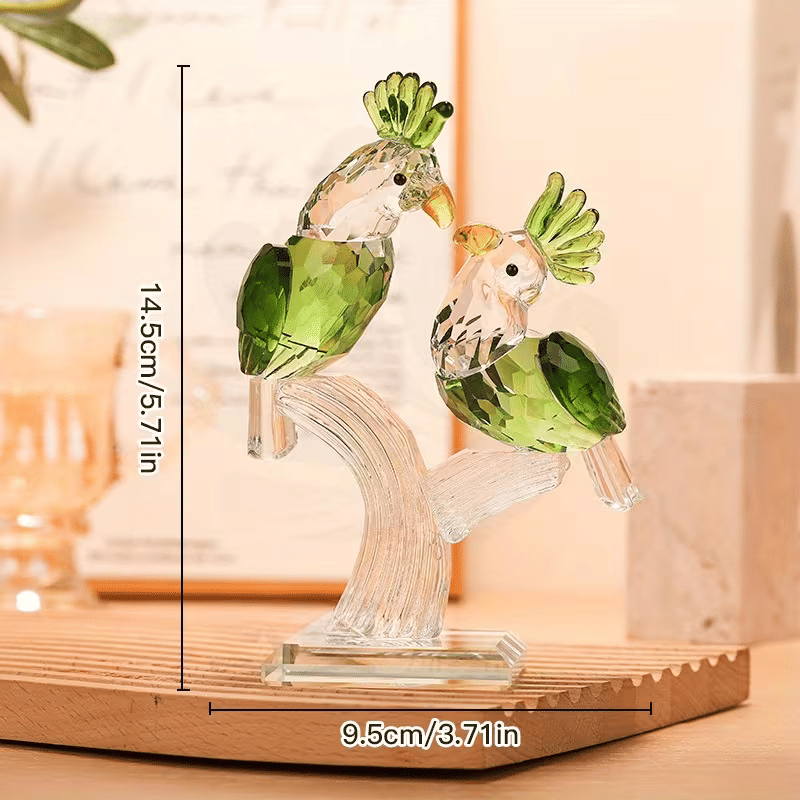 Personalized Glass Parrot Couple Figurine Decorative Bird Sculpture Perfect for Home Decor, Wedding Gifts, and Collectibles