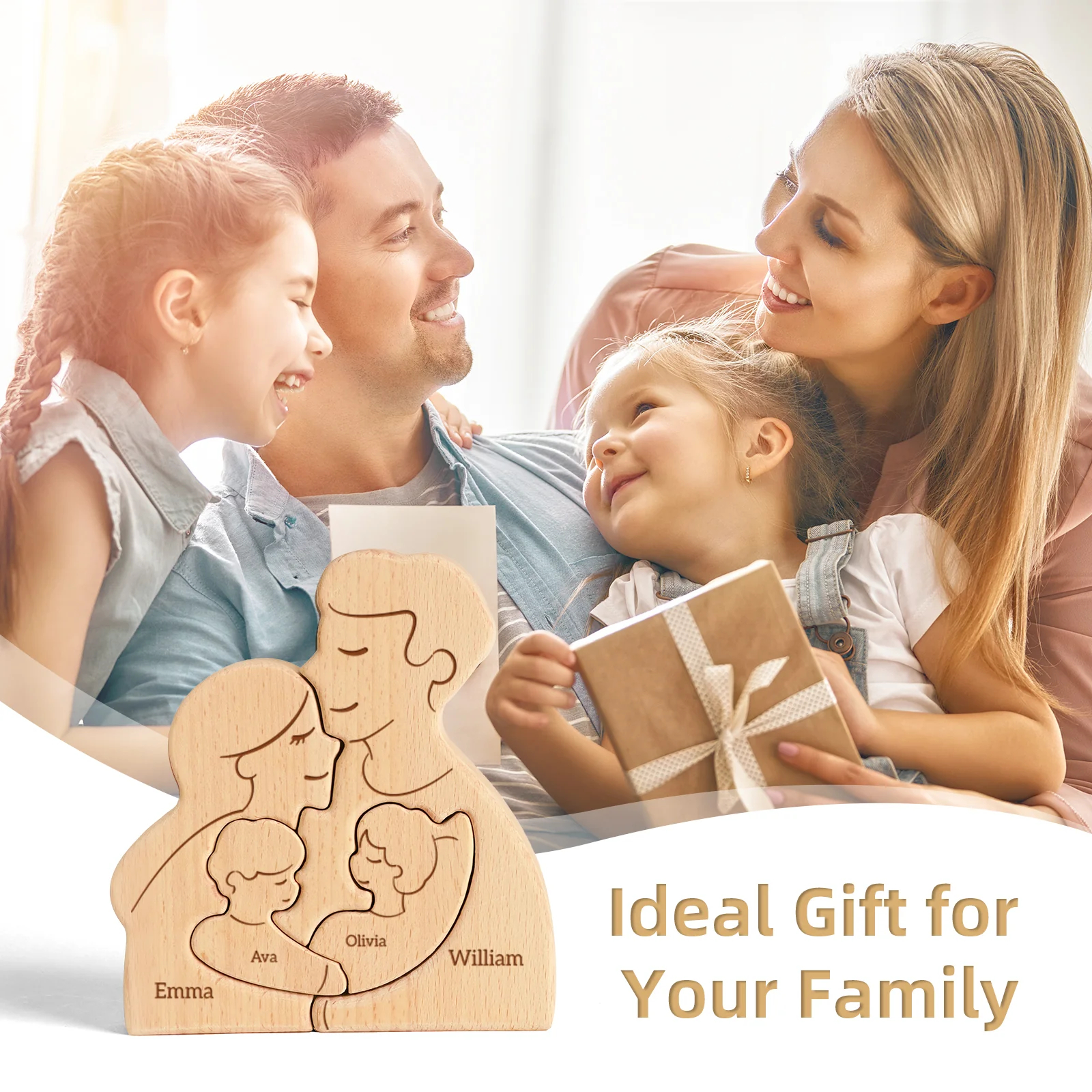 Personalized Wooden Puzzle Family is the Harbor of the Soul Customized Name
