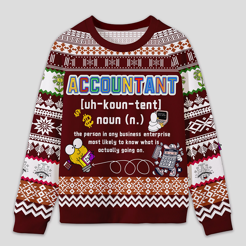 Personalized Energetic Accounting Funny Ugly Sweater Office Holiday Party Gift for Finance Pros