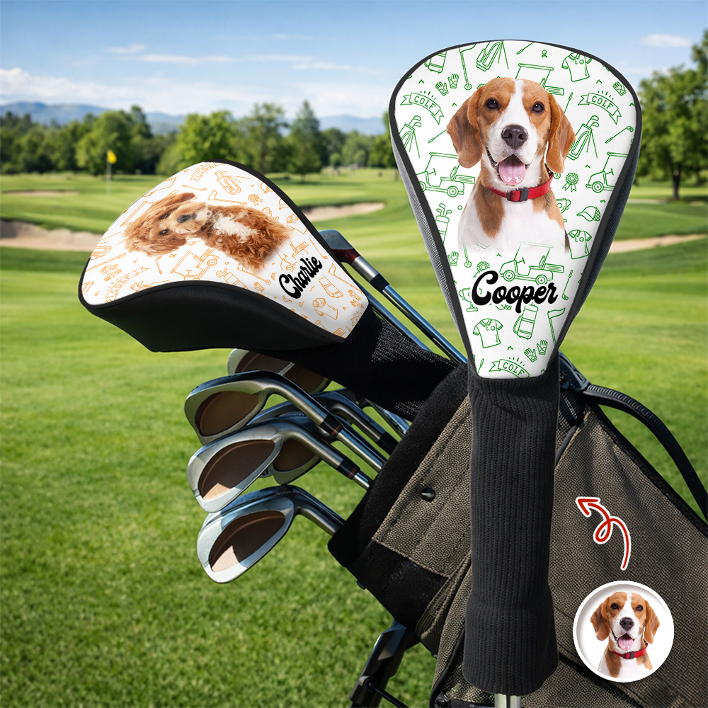 Personalized Puppy Photo Golf Head Cover Funny Gifts For Dog Lovers 