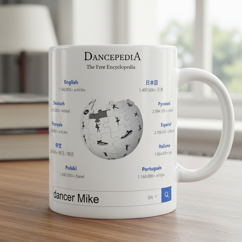 Personalized Wikipedia Dancepedia mug Custom with Text Gift for Dancers for Him Her