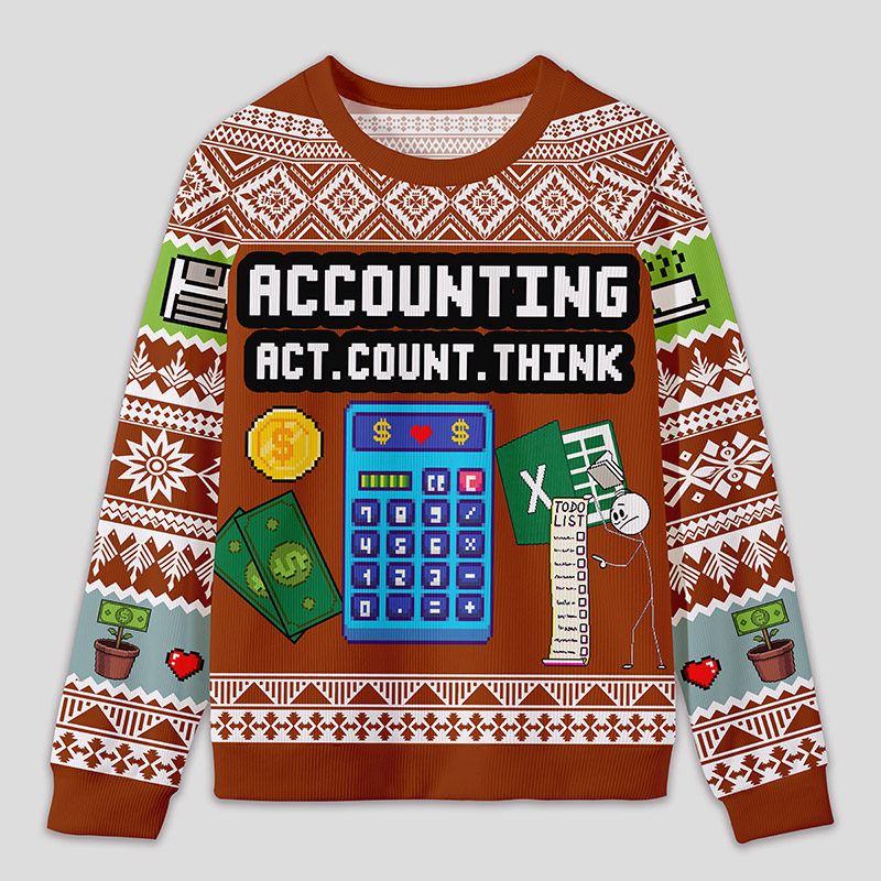 Personalized Calculator Challenge Humor Ugly Sweater Office Holiday Party Gift for Accountants
