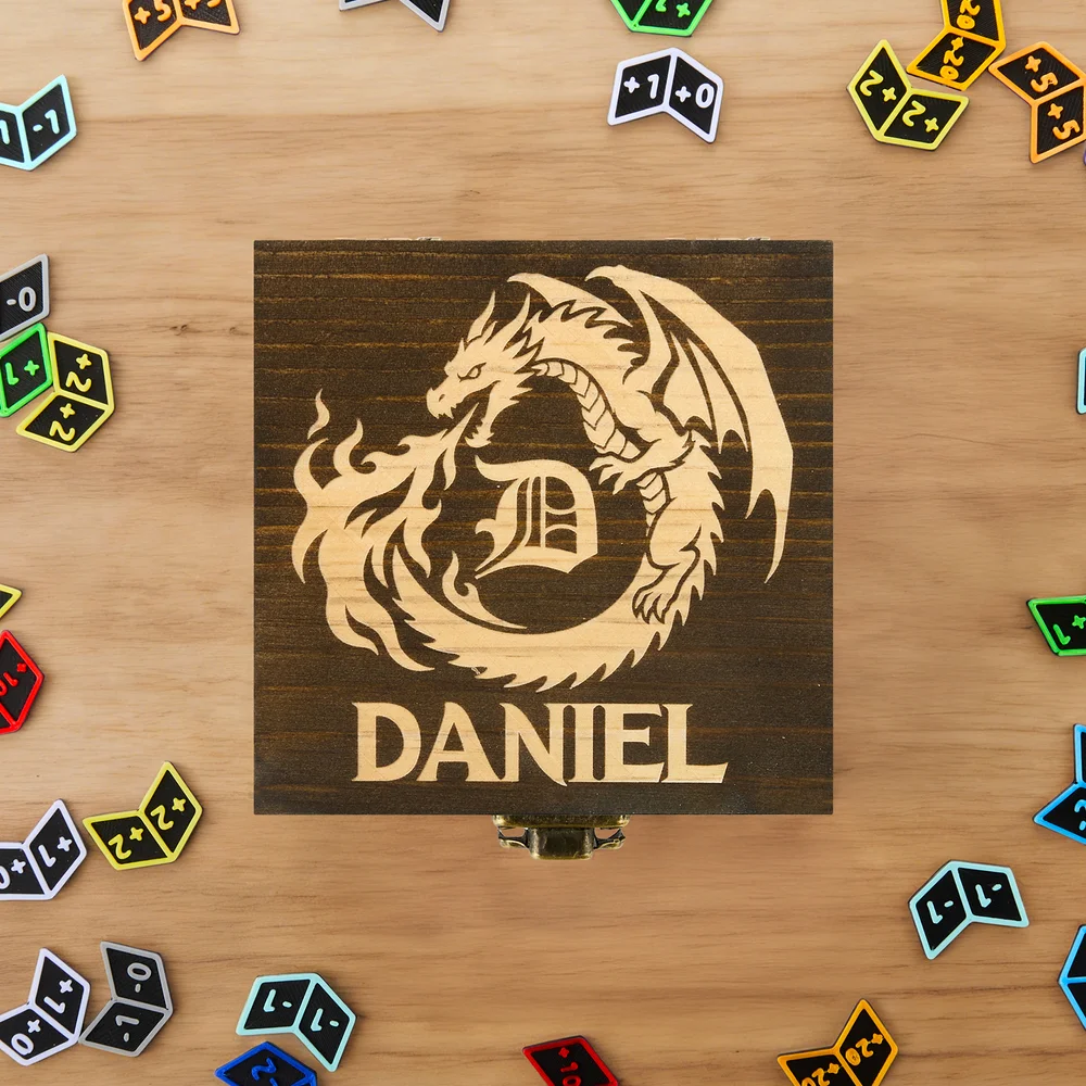 Personalized Compatible with MTG Faction Totems Power Toughness Counters Wooden Storage Box Set with Name TCG Accessory Gift for Planeswalkers