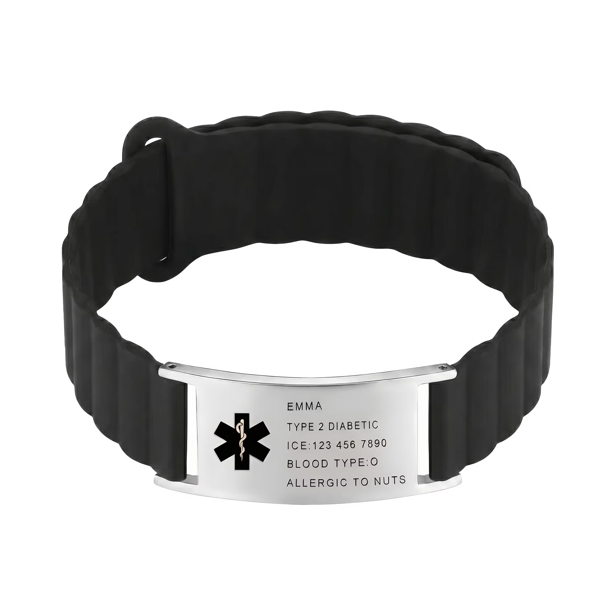Personalized Medical Symbol Waterproof Medical Alert Bracelet with Engraved ID Name Tag and Magnetic Strap Daily Wear Travel Medical Gift for Patient