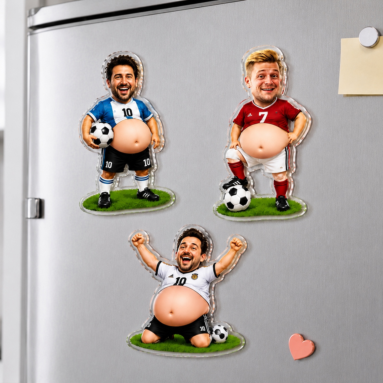Personalized Squishy Belly Soccer Fridge Magnet Hilarious Acrylic & Silicone Gift for Football Fans and Players