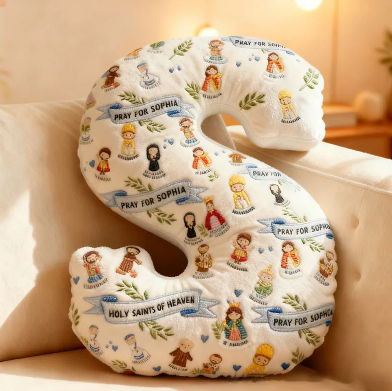 Personalized Saint Pillow with Custom Name Home Decor Graphic 3D Print Pillow Religious Faith Gift for Christians Christmas Gift