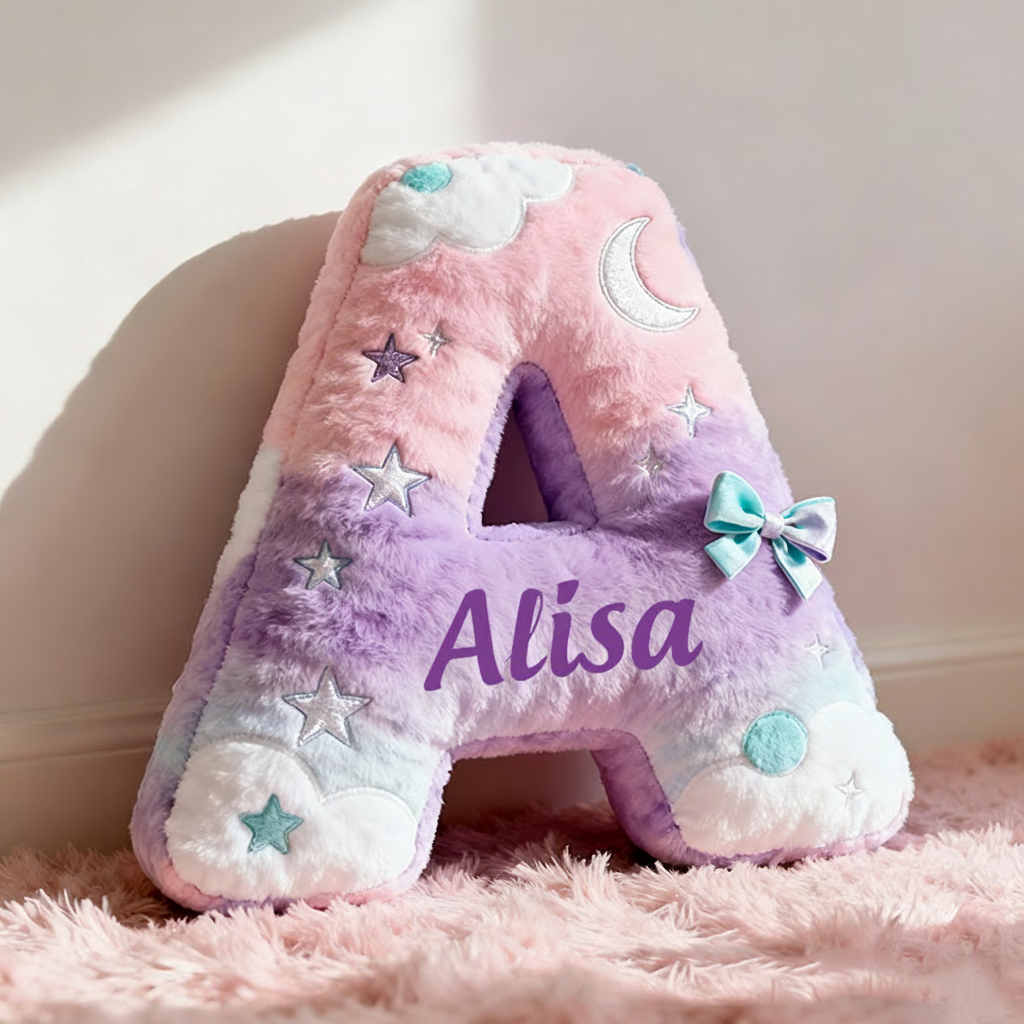 Personalized Colorful 26 Letters Cute Graphic 3D Print Christmas Gift Pillow Cute Magic Beautiful Letter Custom Pillow Gift for Kids