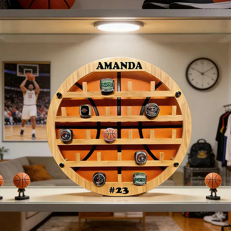 Personalized Basketball Style Ring Holder Custom Name Number Perfect Gift for Basketball Player