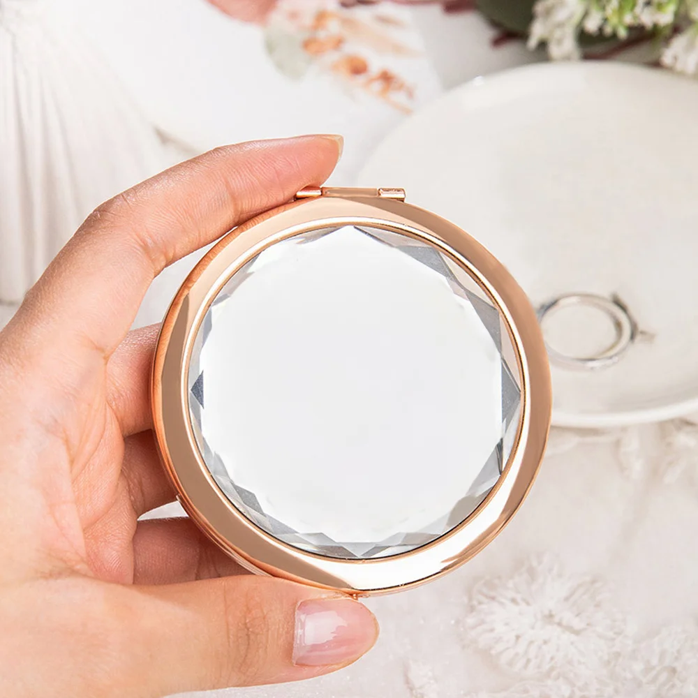 Personalized Cartoon Character Compact  Bridesmaid Pocket Makeup Mirror with Birth Flower and Name Birthday Bridesmaid Gift for Her