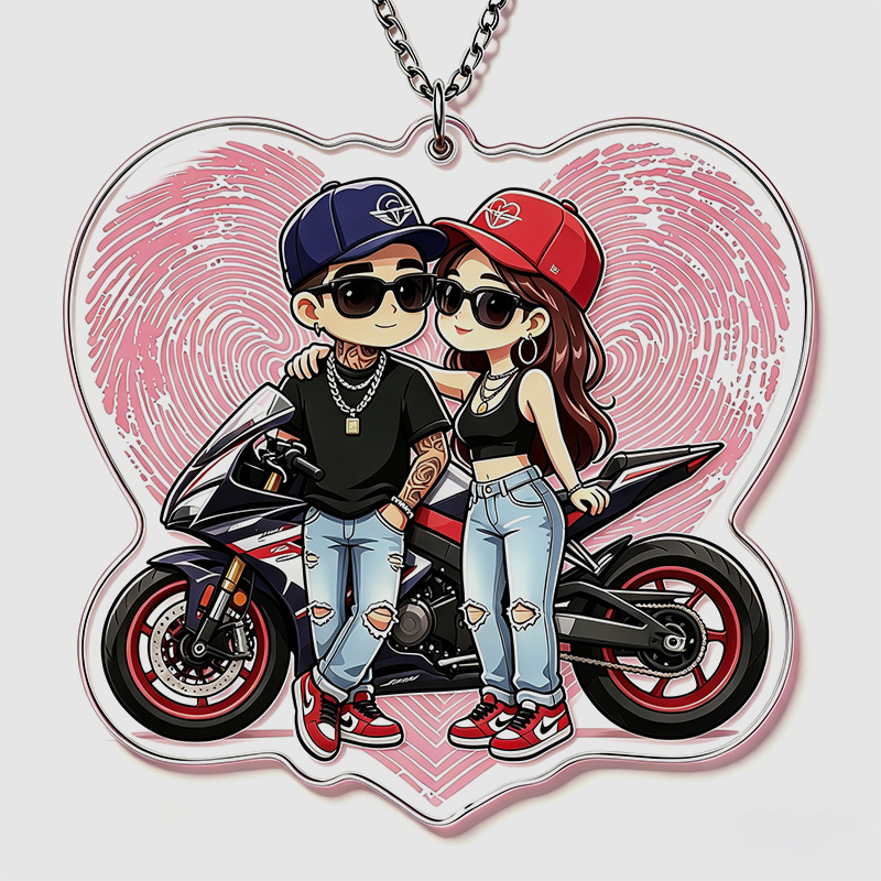 Personalized Hip Hop Cartoon Character Couple Keychain with Name Y2K Couple 