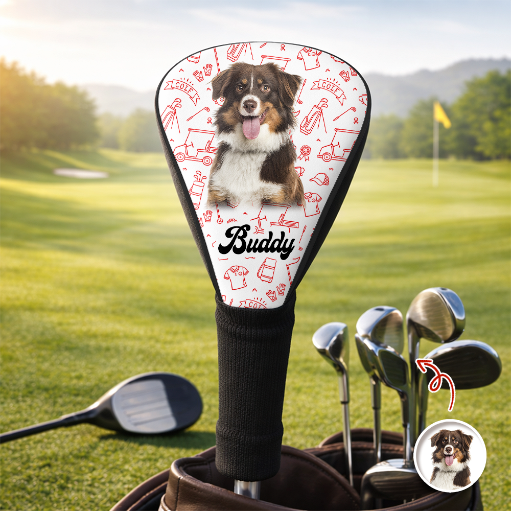 Personalized Puppy Photo Golf Head Cover Funny Gifts For Dog Lovers 