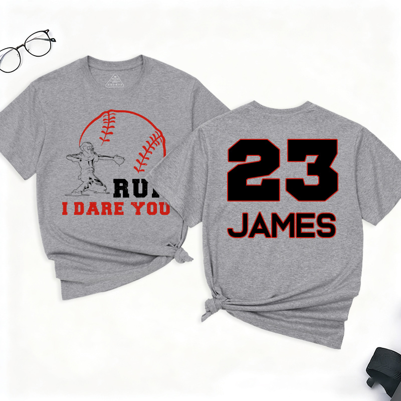 Personalized Baseball T-Shirt I Dare You Baseball Catcher Baseball Player Custom Name and Number