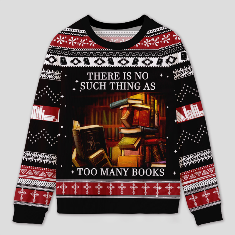 Personalized Never Enough Books Fun Ugly Sweater Holiday Gift for Book Lovers