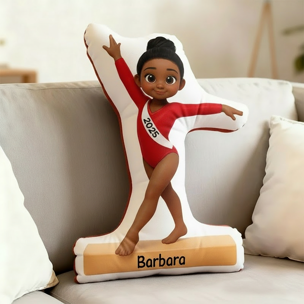 Personalized Gymnastic Girl Shaped Pillow for Gynamstic Lovers Initial Pillow Christmas Gift for Kids