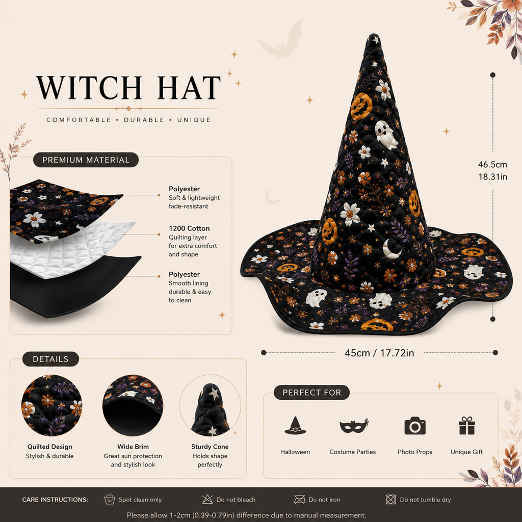 Eye Celestial Gothic Handcrafted Quilted Witch Hat Spooky Season Gift