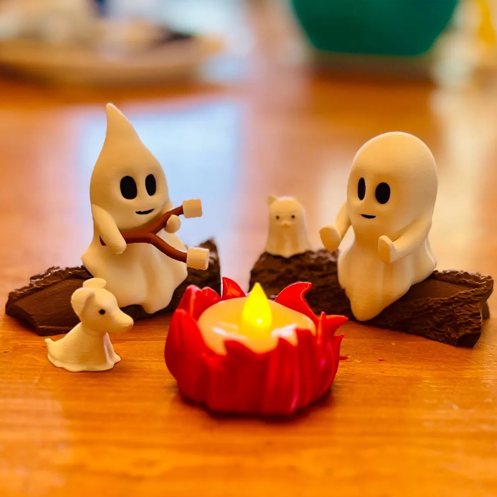 Halloween Spooky Decor Cute Ghost Pet Figurine Set Campfire Display Haunted Ghost Scene Ghost adventures