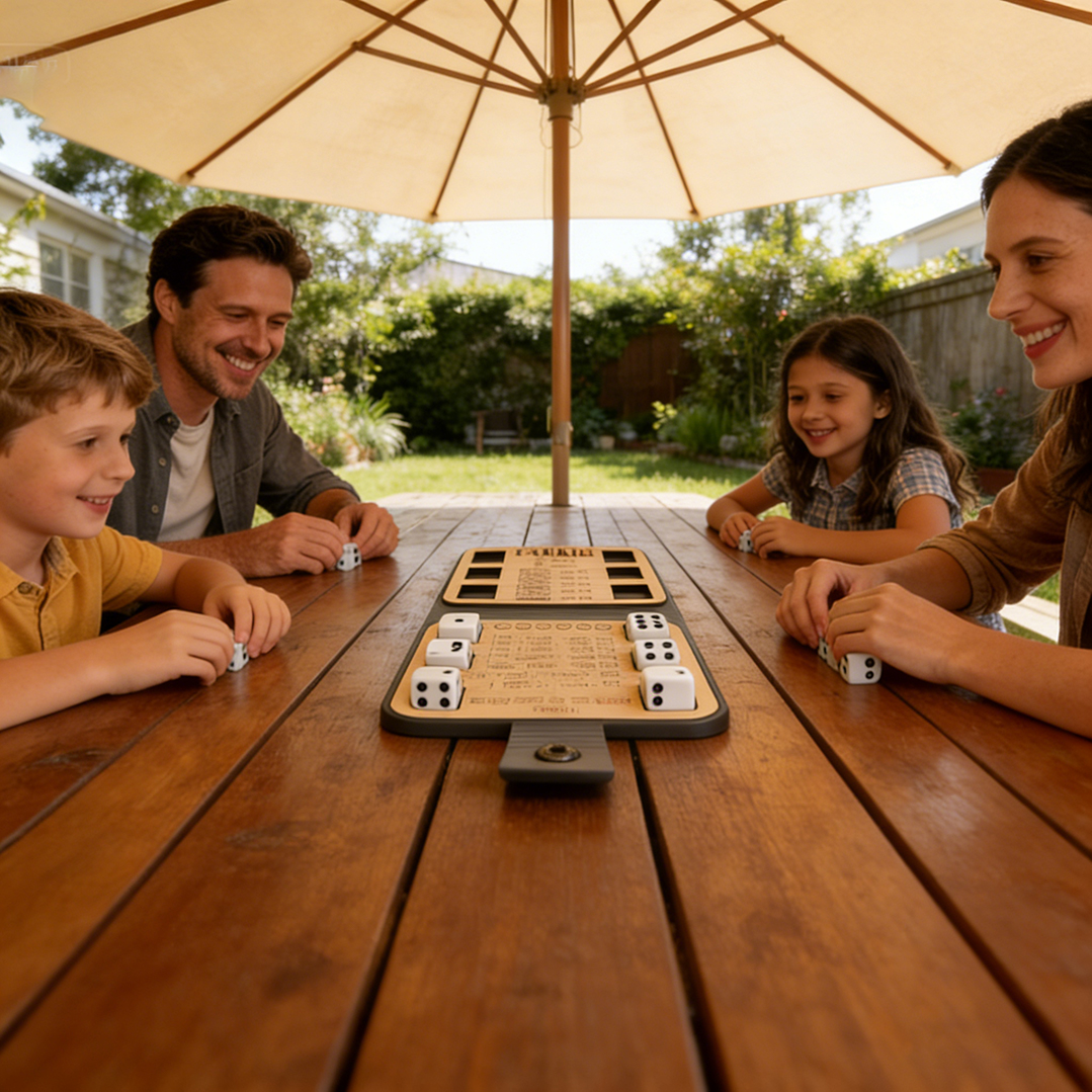 Mini Farkle Dice Game Set Wood Score Board Leather Case Travel Pocket Game  Gift for Him