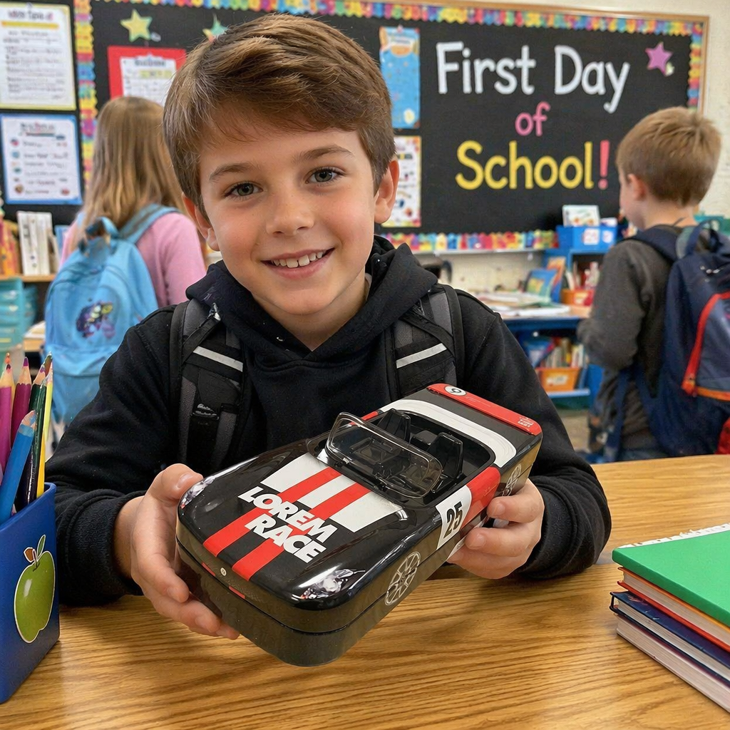 Cool Convertible Race Car Metal Pencil Case Large Double Layer Stationery Box Perfect Gift For Boys First Day At School