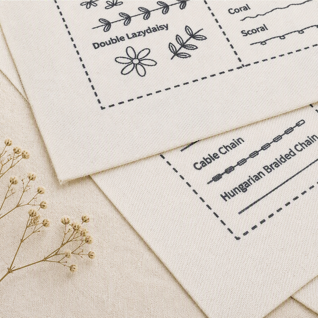 Beginner Embroidery Stitch Practice Book Complete Kit, DIY Hand Embroidery Starter Set, Backing Fabric & Embroidery Tools