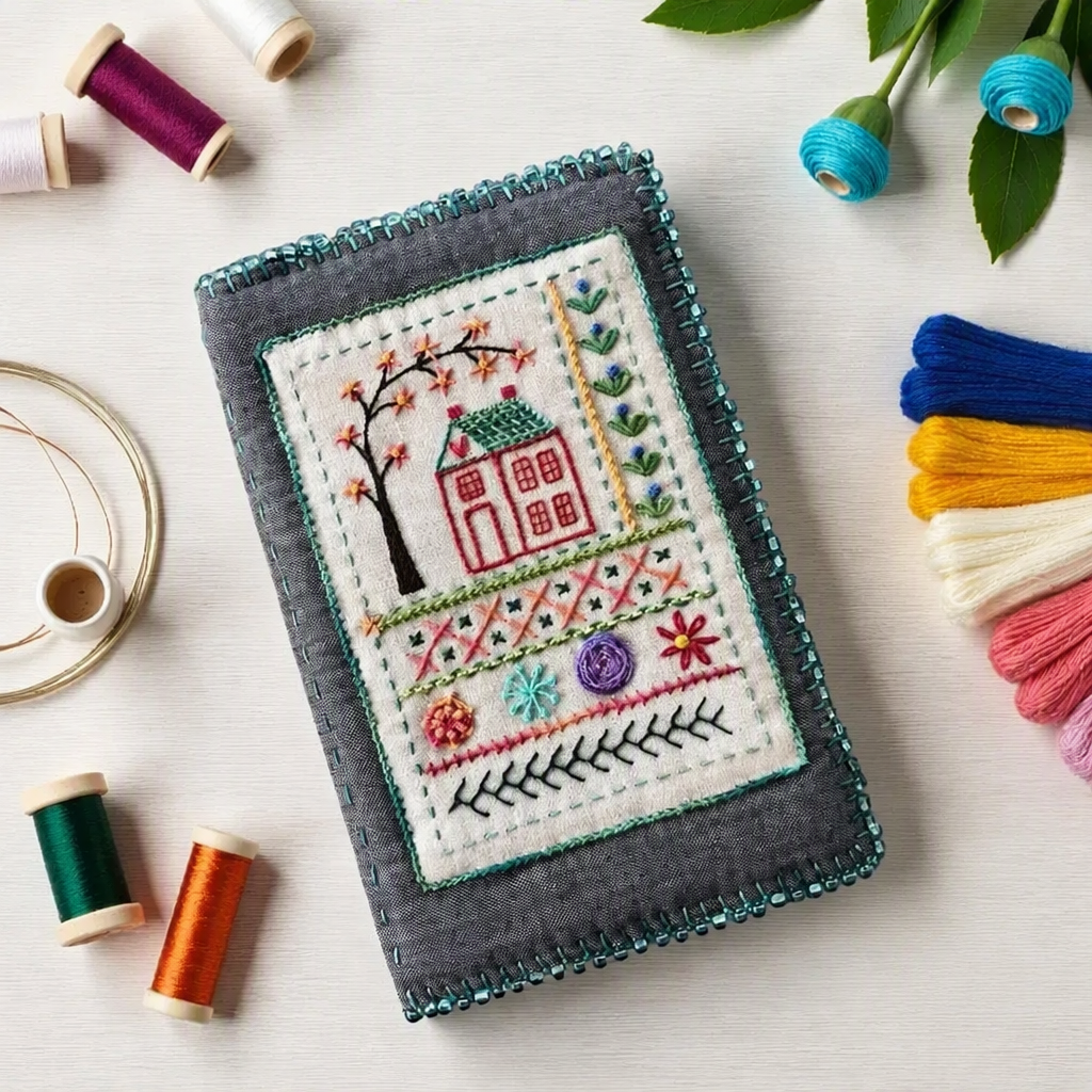 Beginner Embroidery Stitch Practice Book Complete Kit, DIY Hand Embroidery Starter Set, Backing Fabric & Embroidery Tools