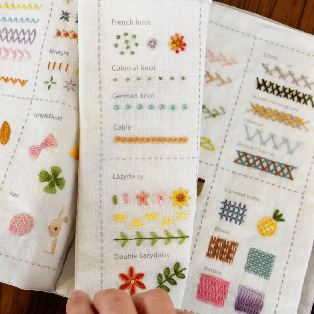 Beginner Embroidery Stitch Practice Book Complete Kit, DIY Hand Embroidery Starter Set, Backing Fabric & Embroidery Tools