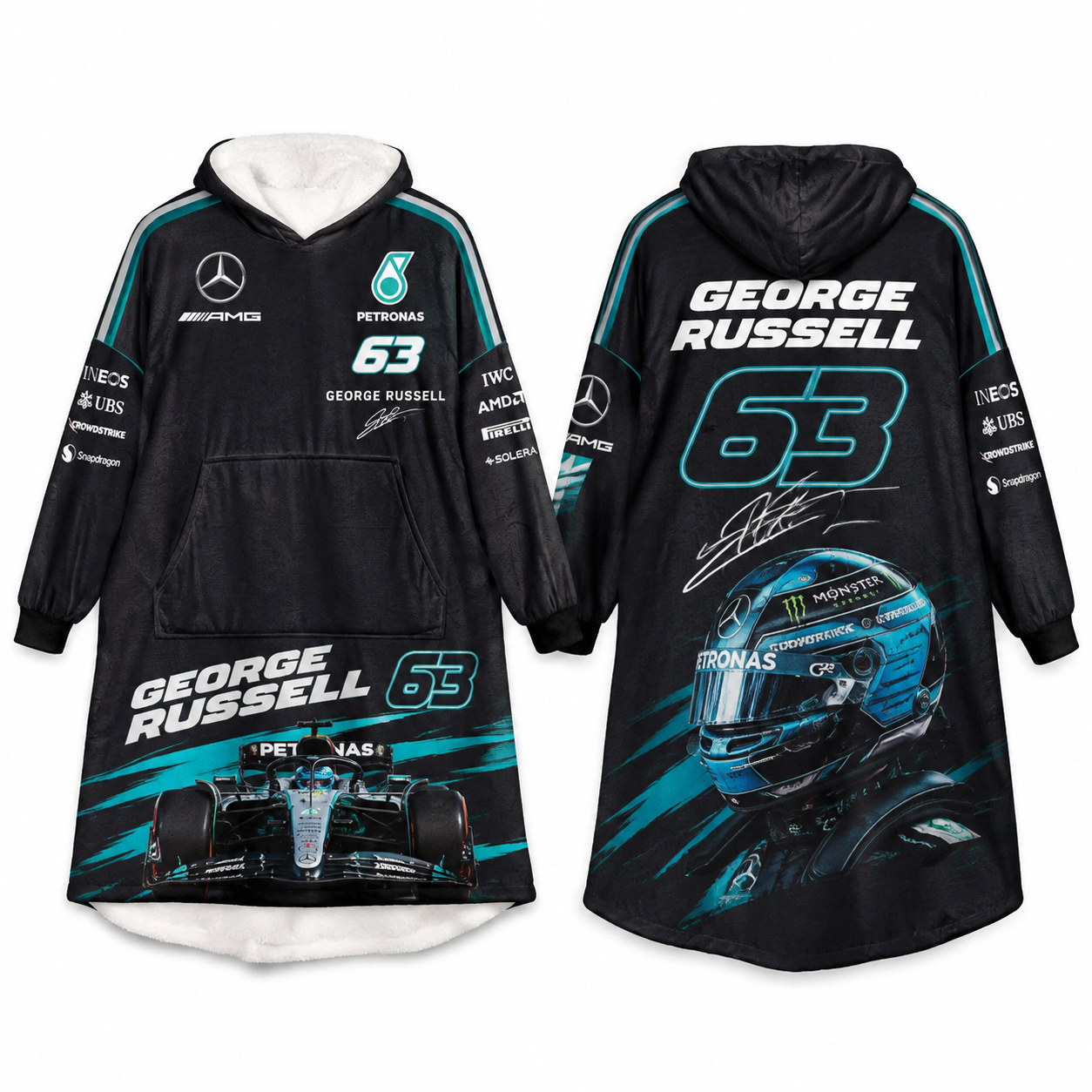 Race Fan Inspired Oversized Hoodie Blanket, All Over Print Wearable Throw Blanket, Multi Racing Graphic Designs, Gift for f1 Lovers