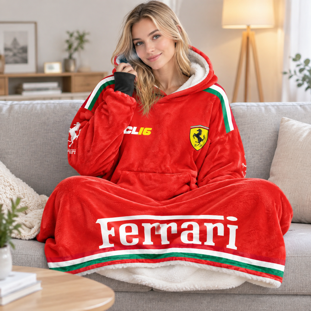 Race Fan Inspired Oversized Hoodie Blanket, All Over Print Wearable Throw Blanket, Multi Racing Graphic Designs, Gift for f1 Lovers