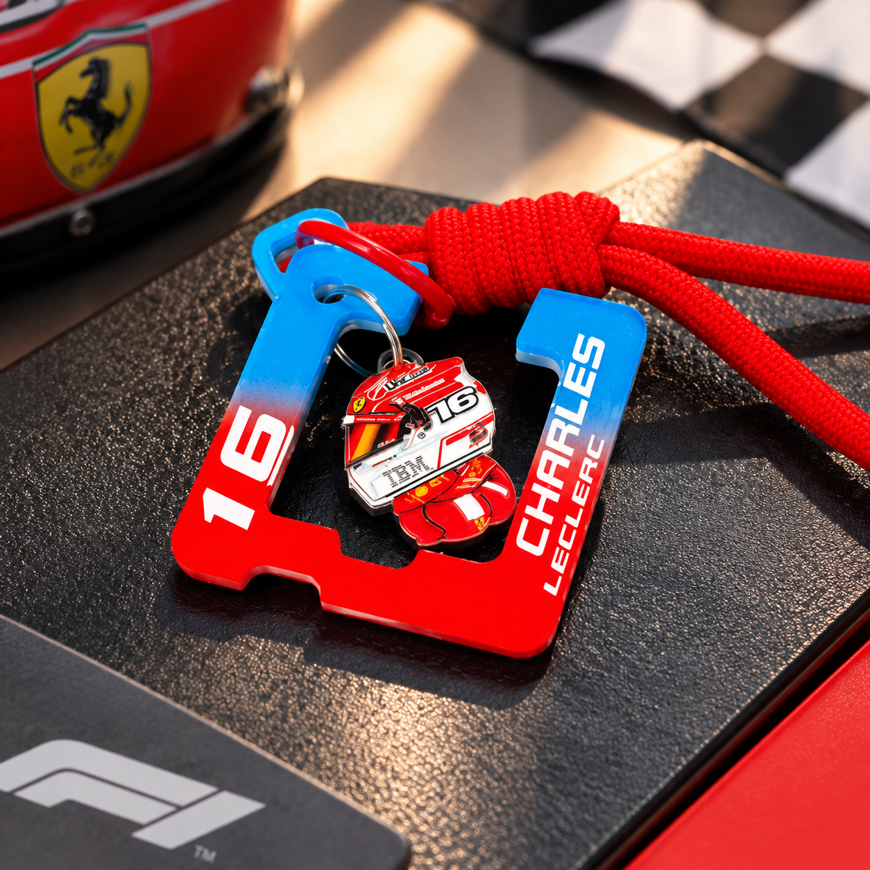 F1 Driver Acrylic Keychain, Racing Helmet Charm Key Ring, F1 Fan Collectible Key Accessory for Backpack & Keys