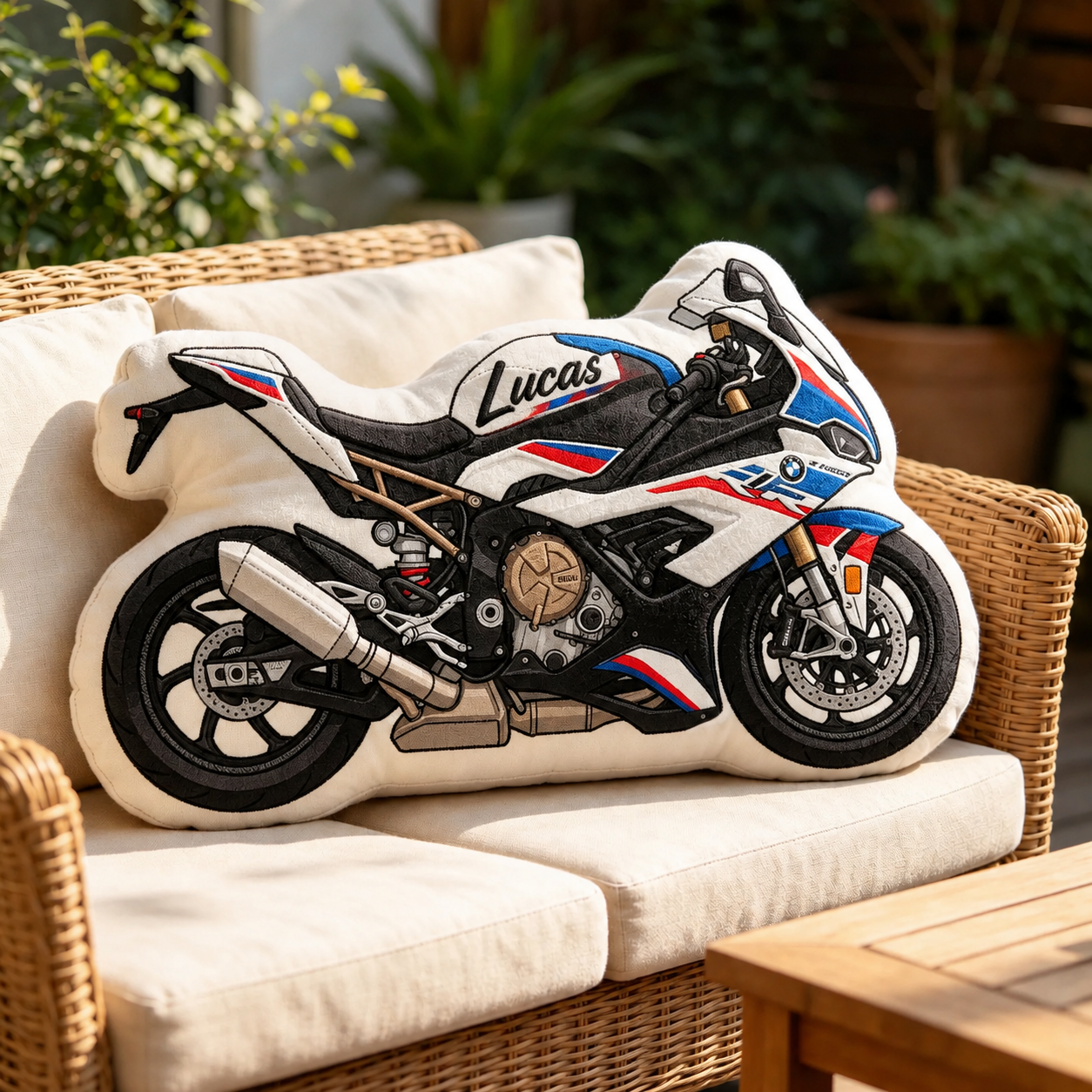 Superbike Racing Motorcycle Shaped Pillow, High Definition Print Plush Cushion, Collectible Gift for Motorcycle Enthusiasts