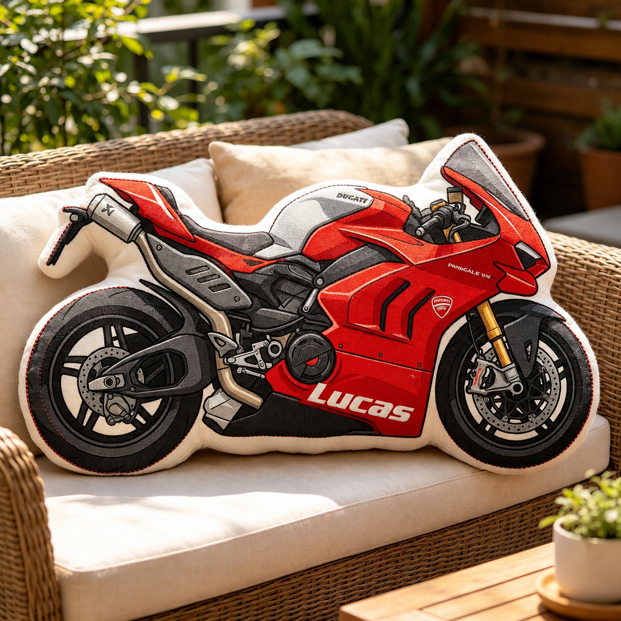 Superbike Racing Motorcycle Shaped Pillow, High Definition Print Plush Cushion, Collectible Gift for Motorcycle Enthusiasts