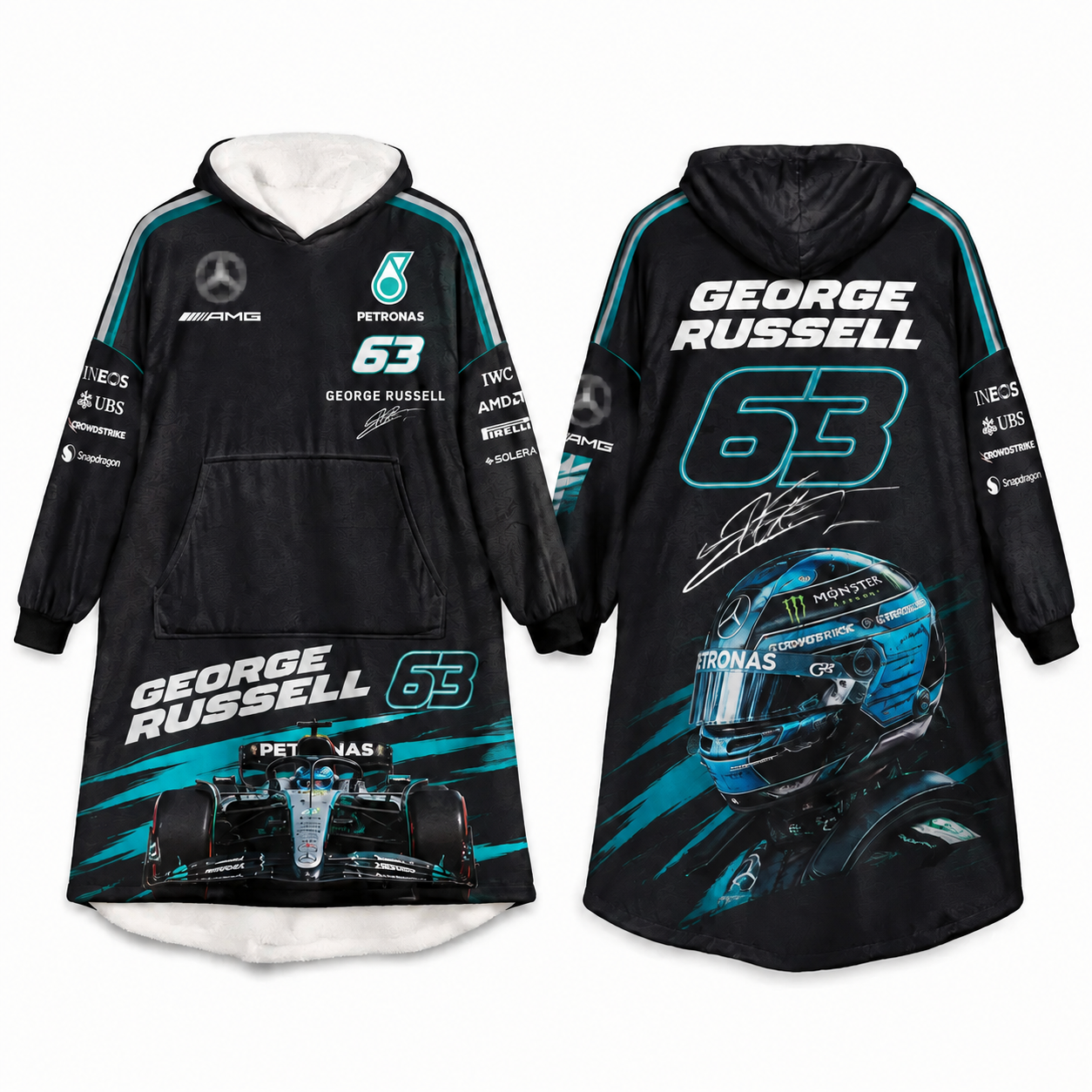 Race Fan Inspired Oversized Hoodie Blanket, All Over Print Wearable Throw Blanket, Multi Racing Graphic Designs, Gift for f1 Lovers