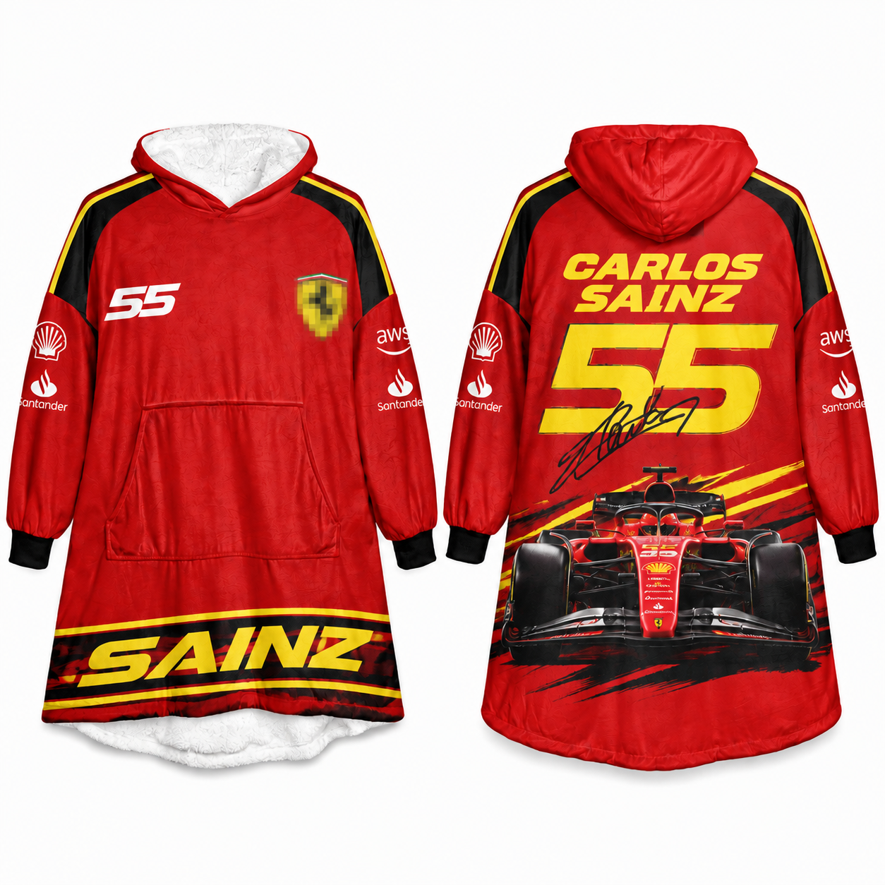 Race Fan Inspired Oversized Hoodie Blanket, All Over Print Wearable Throw Blanket, Multi Racing Graphic Designs, Gift for f1 Lovers