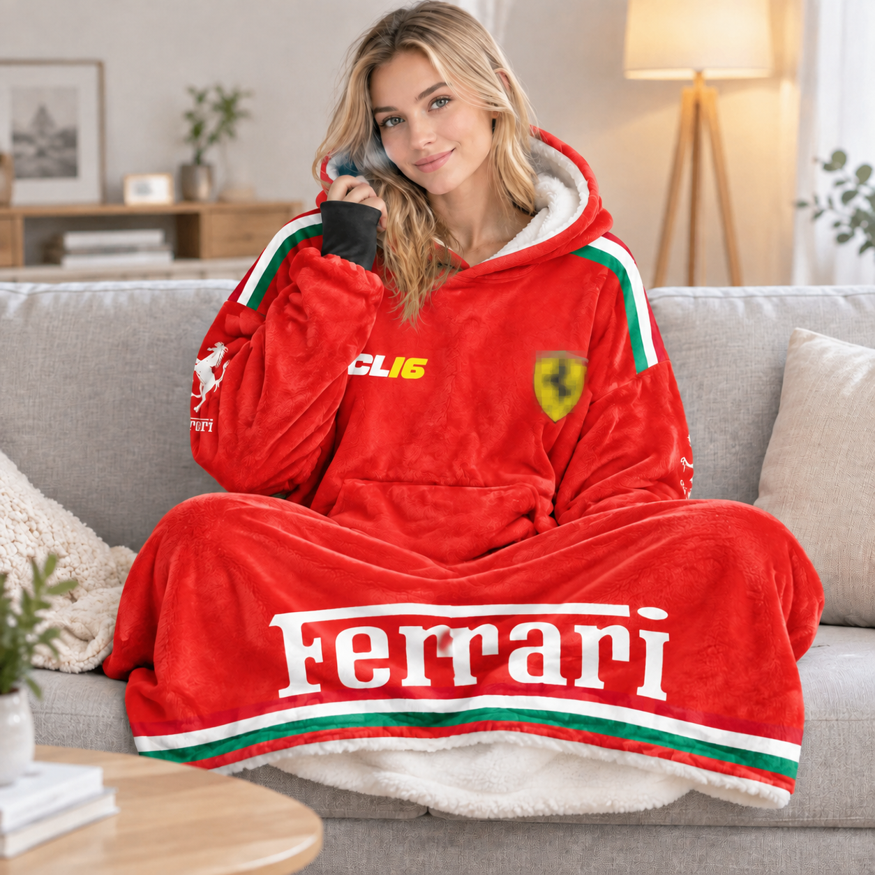 Race Fan Inspired Oversized Hoodie Blanket, All Over Print Wearable Throw Blanket, Multi Racing Graphic Designs, Gift for f1 Lovers