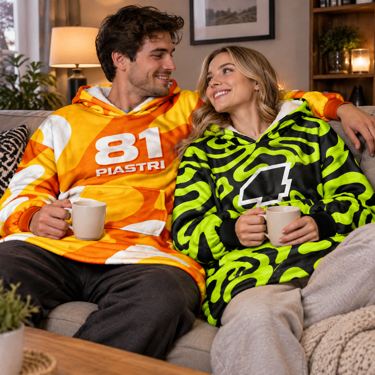 F1 Team Wearable Blanket Hoodie, Oversized Sherpa Hooded Throw, Multi‑Designs for Norris 4 & Piastri 81, Racing Fan Gift