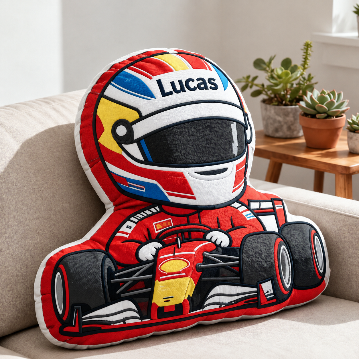 Personalized Racing Pillow Custom Name Plush Perfect Home Decor Gift for Racers and Racing Lovers