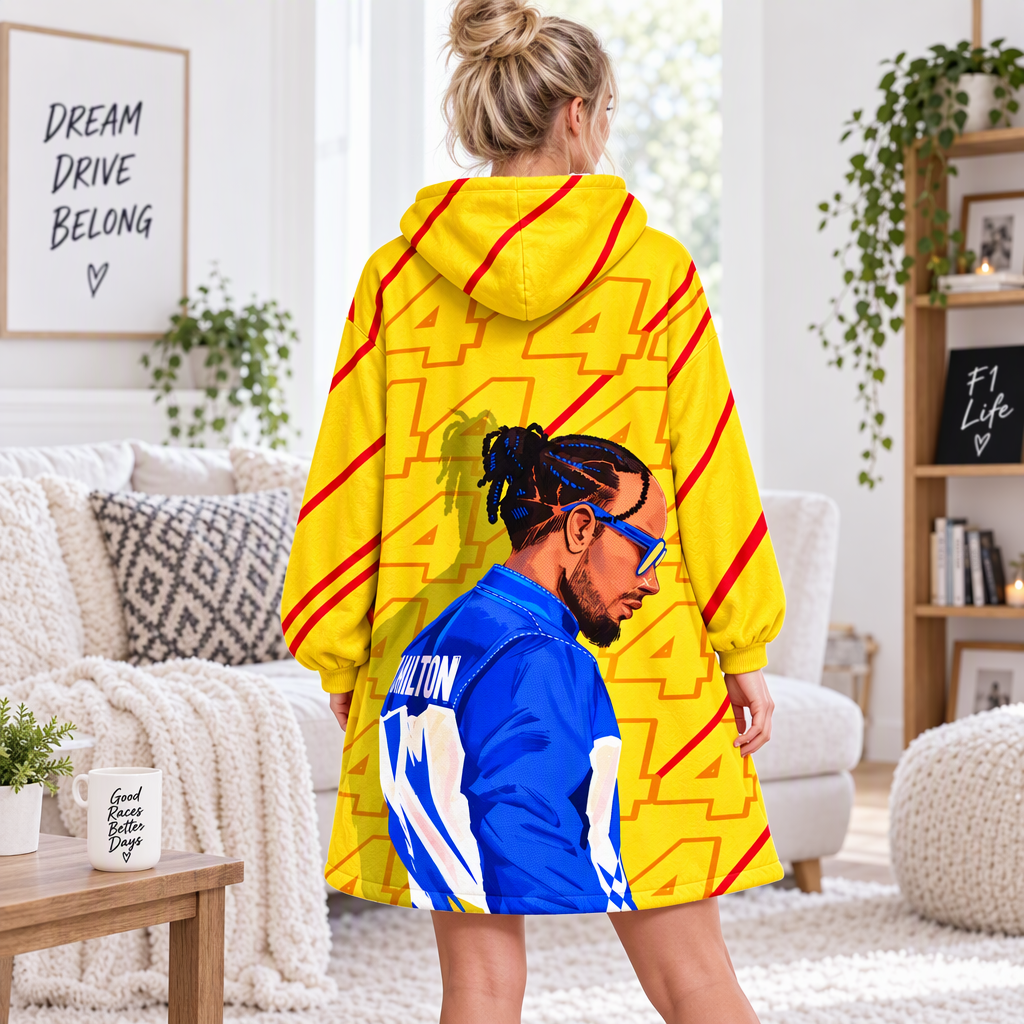 [Copy]Racing Driver Max Themed Fleece Lined Oversized Hooded Robe, Motorsport Fan Wearable Blanket Hoodie, Multiple Colors Available