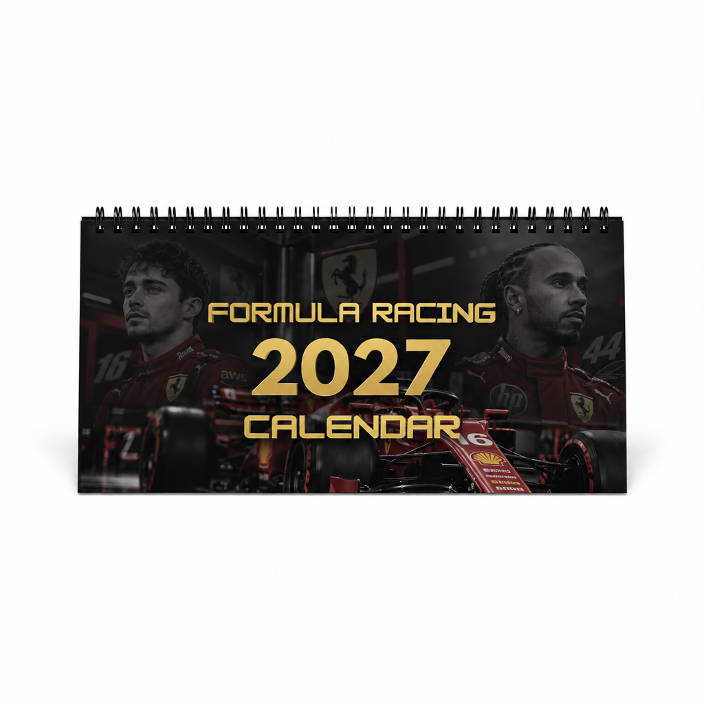 Formula Racing 2027 Desktop Calendar, Black & Gold, Car Racing Gift 