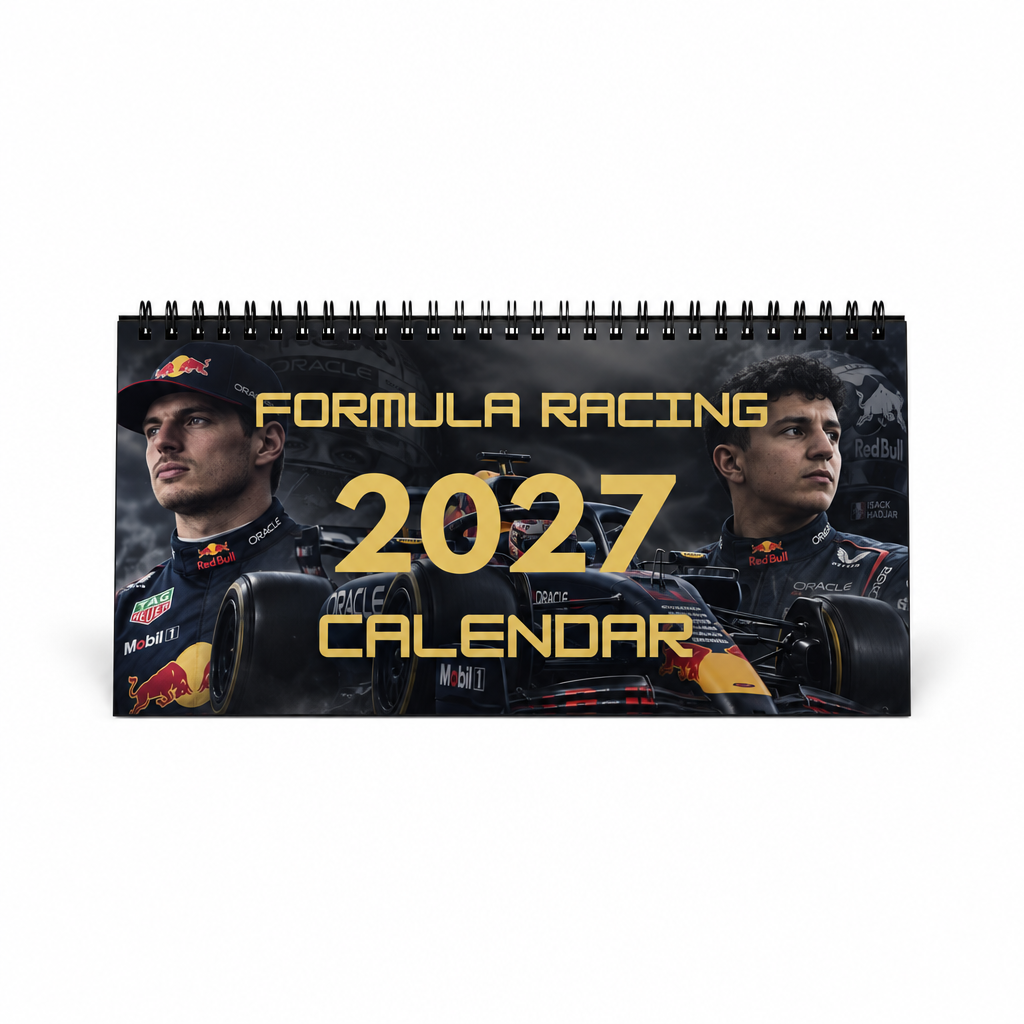 Formula Racing 2027 Desktop Calendar, Black & Gold, Car Racing Gift 