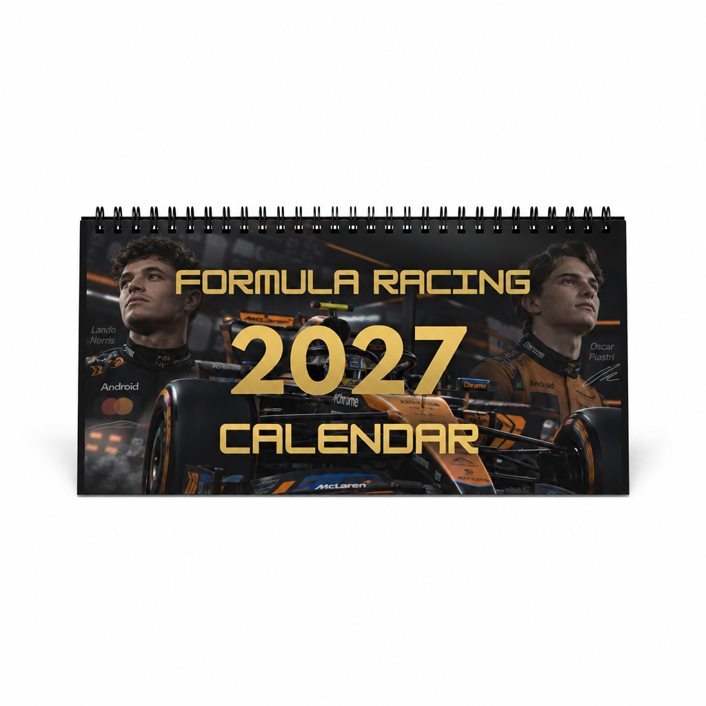 Formula Racing 2027 Desktop Calendar, Black & Gold, Car Racing Gift 